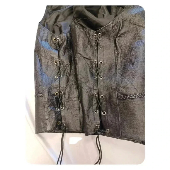 Adnan Black  Leather Motorcycle Vest Size 56 - Picture 9 of 11